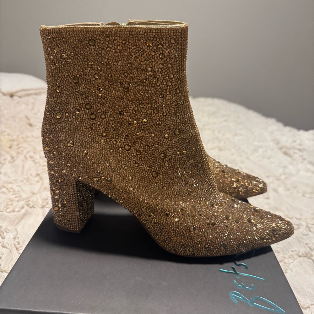Betsy Johnson Gold Ankle Boots